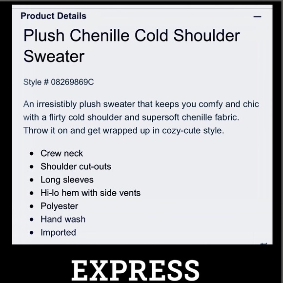 EXPRESS Plush Chenille Cold Shoulder Sweater - Picture 8 of 8